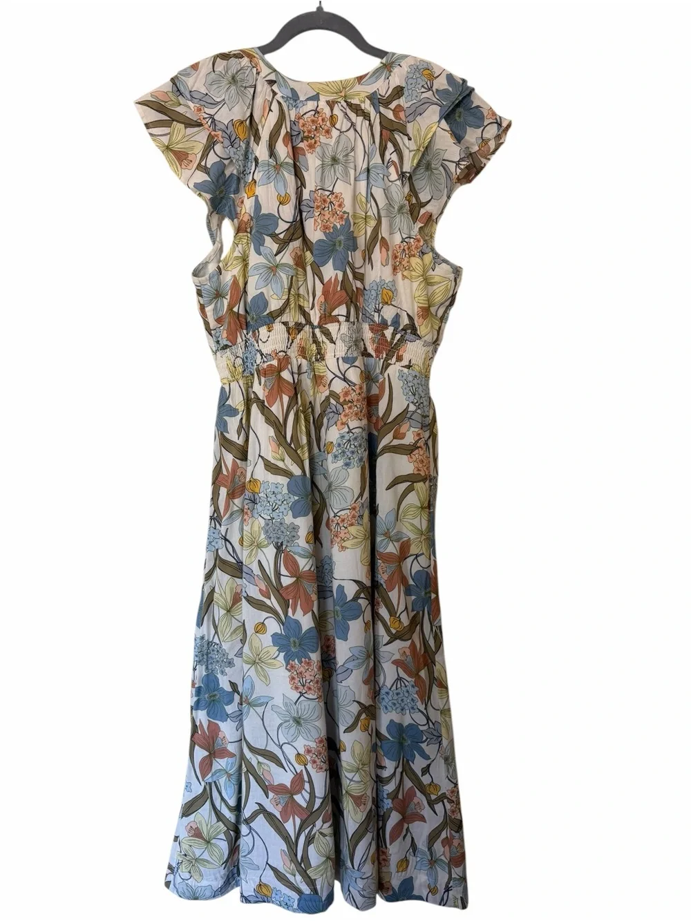 LC Lauren Conrad Floral Ruffle Midi Dress Cottagecore Fully Lined Size M